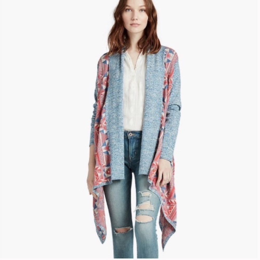 Lucky Brand Aztec Print Waterfall Cardigan